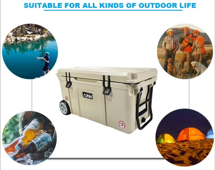 Fishing cooler with wheels