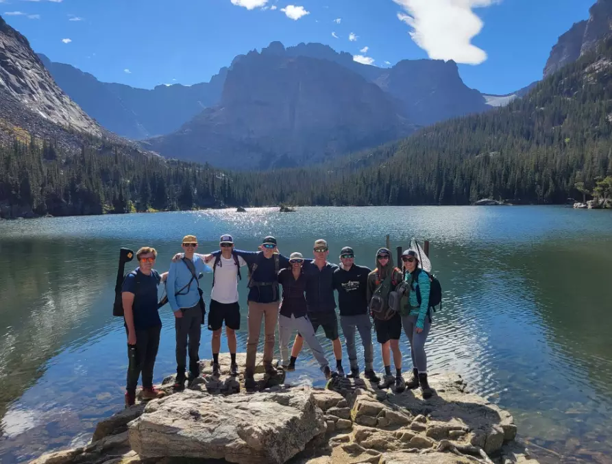 Fly fishing camp boulder